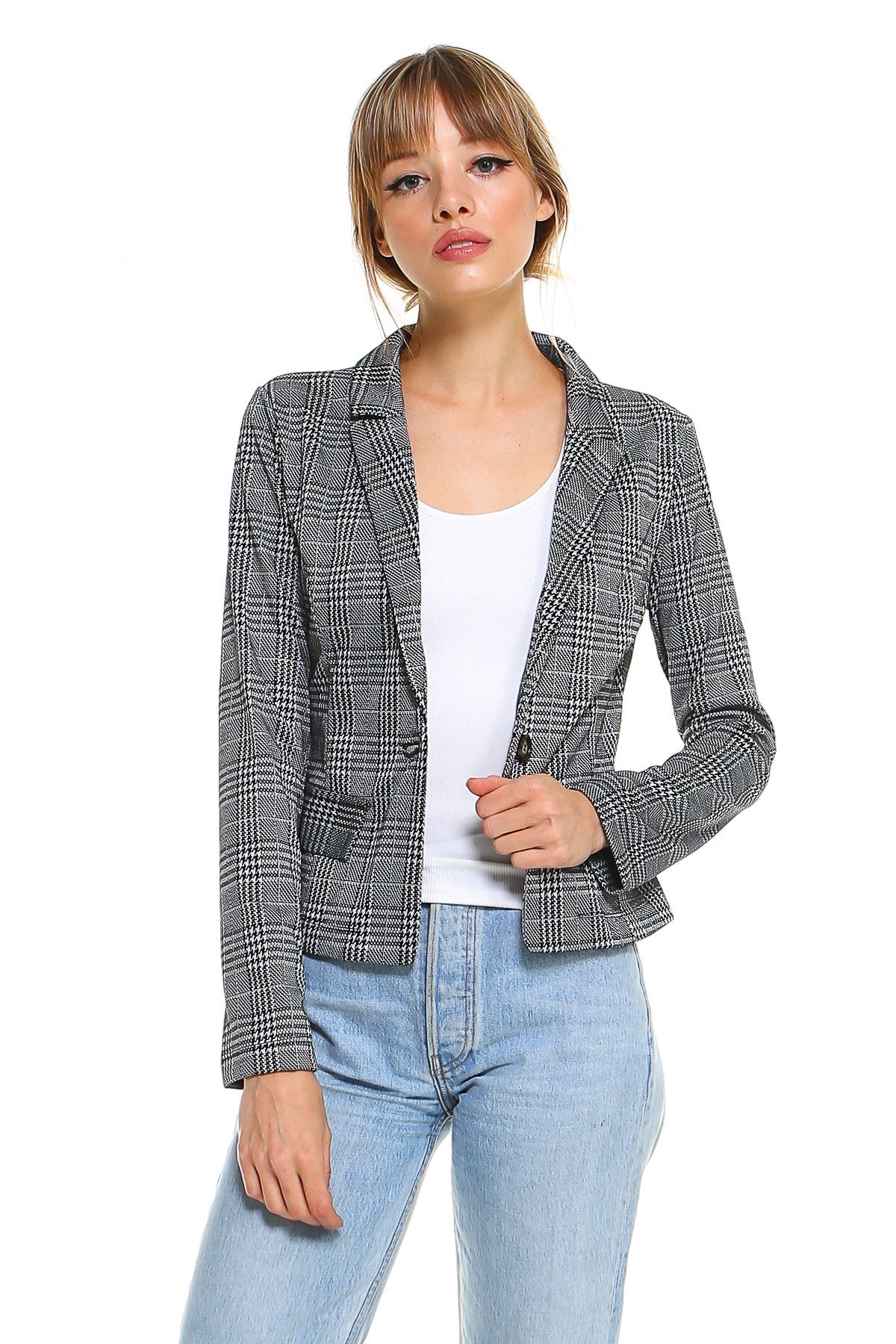 Point Plaid Blazer